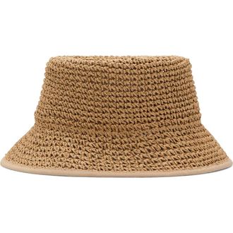 Mango Crochet Bucket Hat in Beige at Nordstrom