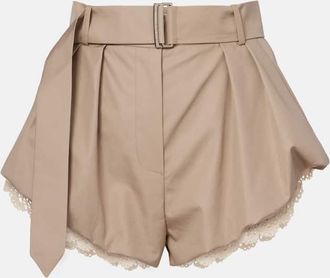 Magda Butrym Belted crochet-trimmed cotton micro shorts