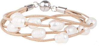 Saachi Pearl & Leather Strand Bracelet in Taupe at Nordstrom Rack