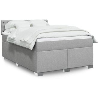 vidaXL Vidaxl - Cama Box Spring Con Colch&oacute;n Tela Gris Claro 140x190 Cm