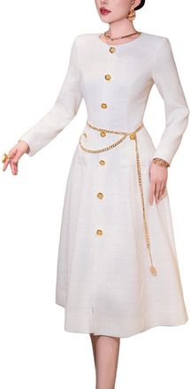 Burryco Burryco White Solid Midi Dress