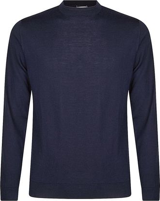 Eleventy Sportieve wollen trui met ronde hals - Heren - Ronde hals truien - Blauw - XL - Wol - Truien & Vesten