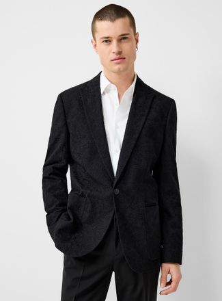 HUGO BOSS Mens Broderie anglaise black blazer Extra slim fit