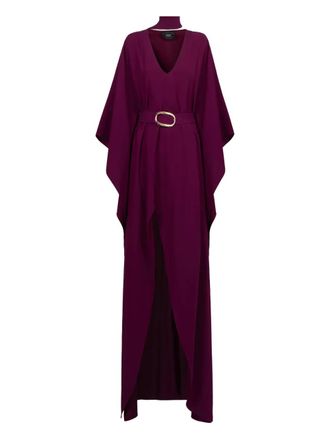 Taller Marmo Cassandra jurk met ceintuur en V-hals - Paars
