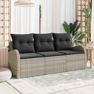 vidaXL Set Divano Da Giardino 3 Pcs Grigio Chiaro Poly Rattan - Vidaxl