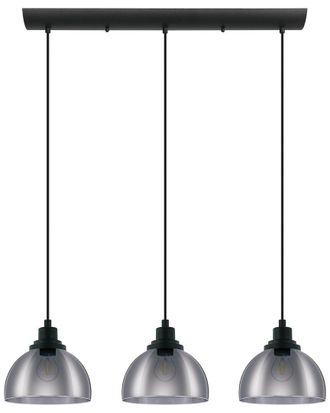 Eglo Eglo Beleser 3 Light Linear Pendant With Black Finish & Metallic Smoked Glass Shades