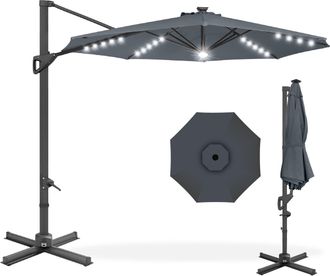 Best Choice Products 10ft 360-Degree Solar LED Lit Cantilever Patio Umbrella, Outdoor Hanging Shade