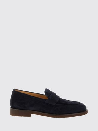 Brunello Cucinelli Suede Calfskin Penny Loafers with Rubber Sole