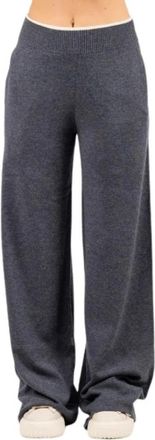 Pinko Pantalone Donna Pinko - Dames - Wijde Broeken - Grijs - XS - Wol - Broeken