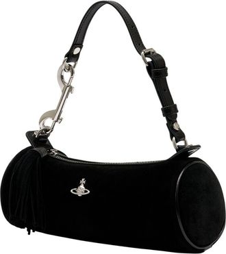 Vivienne Westwood Womens Cindy Cylinder Purse - Vivienne Westwood Leather Black Calfskin Bags Shoulder-Hobo-Bags