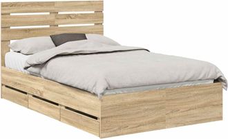 vidaXL Estructura De Cama Roble Sonoma 120 X 190 Cm Madera Ingenieril Vidaxl