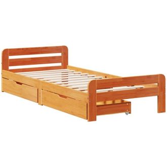 vidaXL Estructura De Cama Sin Colch&oacute;n Madera Maciza Marr&oacute;n 75x190 Cm Vidaxl