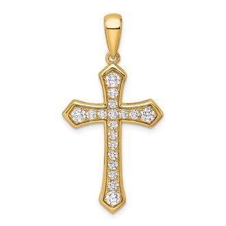 Diamond2Deal 14k Gold Lab Grown Diamond Cross Pendant (0.75ct, VS, D-E)