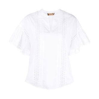 Twinset Blouses, female, White, Size: XS Poplin Blouse with Lace