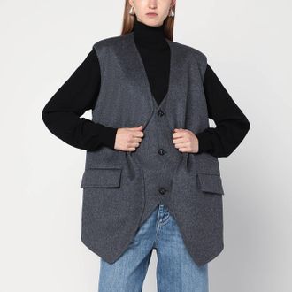 Bottega Veneta Gilet grigio in lana double face