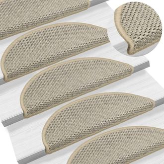 Berkfield Home Stair Mats Self-adhesive Sisal-Look 15 pcs 56x17x3 cm Light Green in Grey | Size: Medium
