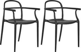 Beliani Conjunto De 2 Sillas De Comedor Modernas Para Jard&iacute;n Ligeras Resistentes A La Intemperie Negro Vidor