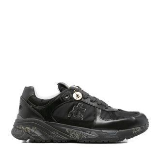 Premiata Black Mased Leather Decorative Charm Sneakers