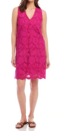 Karen Kane Lace Shift Dress In Dark Pink