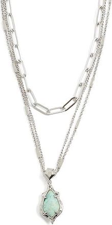 Kendra Scott Adriana Scallop Frame Strand Womens Necklace Womens Necklace Silver Sea Green Chrysocolla, Brass