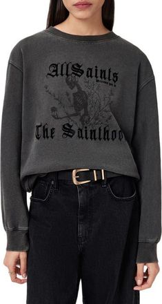 AllSaints Novus Pippa Cotton Graphic Sweatshirt in Washed Black at Nordstrom, Size X-Small