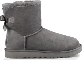 UGG Mini Bailey Bow II Laarzen Grey - Dames - Winterlaarzen - Grijs - 37 EU - Leer - Schoenen