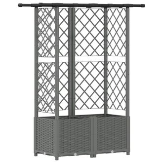 vidaXL Letto Rialzato Con Griglia E Tetto Grigio Chiaro Pp Vidaxl
