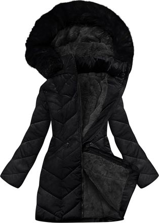 Generic Ladies Winter Coats, Womens Long Fleece Lined Puffer Coats Slim Hooded Thicken Warm Down Jacket Mid Length Full Zipper Padded Down Outerwear
