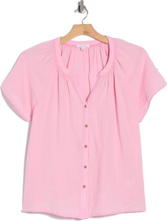 Beach Lunch Lounge Lark Cotton Gauze Button-Up Top in Wild Rose Wash at Nordstrom Rack, Size 2X