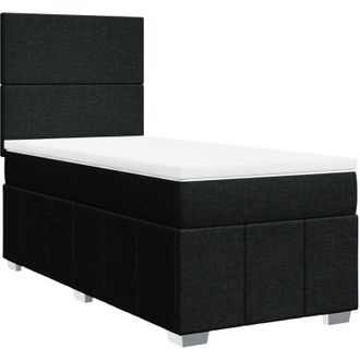 vidaXL Cama Box Spring Con Colch&oacute;n Tela Negro 90x190 Cm Vidaxl