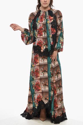 Stella McCartney Vestito Maxi SOPHIA in Seta a Fantasia Floreale con Finiture in Pizzo Stella McCartney