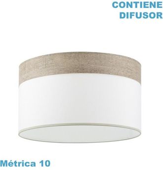 Fabrilamp Pantalla Colgante Cloe M10 Blanca/madera-gris 50dx50dx22h Difusor Incluido
