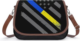 Generic Blue Yellow Line Flag U.S. Fashion Womens Crossbody Bags Novelty Handbag Shoulder Bag Purse