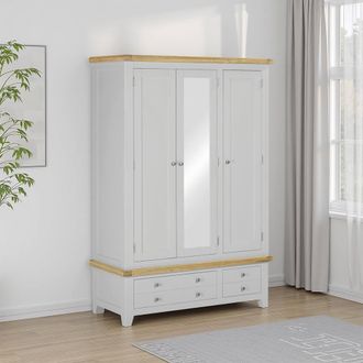 Seconique Windsor 3 Door 2 Drawer Wardrobe (Part Assembled) in Light Grey