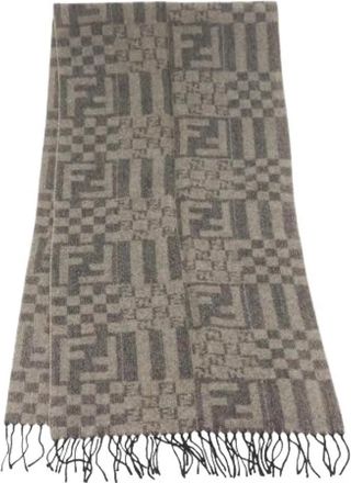 Fendi Pre-owned Scarves, female, Gray, Size: ONE SIZE Pre-owned Vintage Scarf
