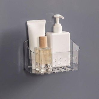 No Brand Cesta De Ducha Peque&ntilde;a De Pl&aacute;stico Transparente Para Montaje En Pared, Sin Necesidad De Taladrar, Para Ba&ntilde;o Y Cocina (16108,9 Cm)