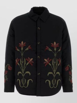Baziszt cotton padded jacket floral embroidery