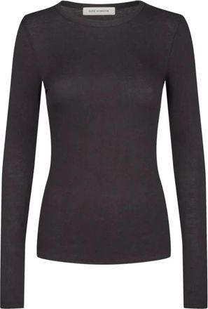 Sofie Schnoor Zwarte Blouse met Lange Mouwen en Strakke Pasvorm - Dames - Longsleeves - Zwart - XL - Spandex - Tops