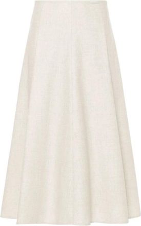 Brunello Cucinelli Ivoor Wol-Cashmere A-lijn Rok - Dames - Midirokken - Beige - S - Wol - Rokken