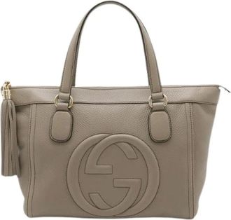 Gucci Pre-owned Handbags, female, Gray, Size: ONE SIZE Pre-owned Leather Handbag