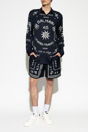 Balmain Printed Shirt, Mens, Navy Blue