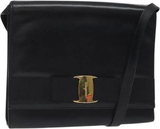 Ferragamo Pre-owned Shoulder Bags, female, Black, Size: ONE SIZE Pre-owned Leather Shoulder Bag