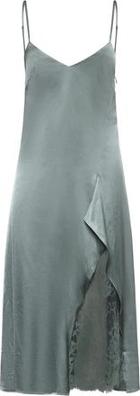Acne Studios Kleedjes, Dames, Groen, S, Satijn, Lange jurk met kanten details
