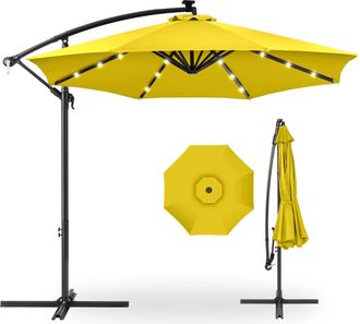 Best Choice Products 10ft Solar LED Offset Hanging Outdoor Market Patio Umbrella w/ Adjustable Tilt