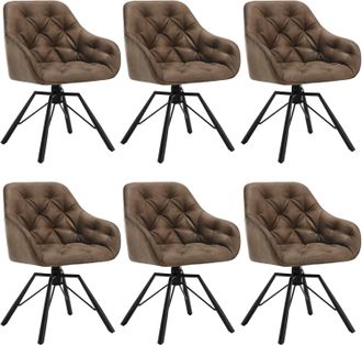 Woltu Woltu - 6x Sill&oacute;n/silla De Comedor Acolchado Giratorio 360&deg; Moderno De Espera En Elegante Pu Con Reposabrazos, Marr&oacute;n