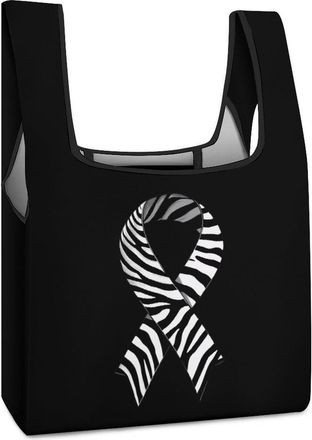 Generic Zebra Ribbon Reusable Shopping Bags Lightweight Foldable Grocery Bag Polyester Washable Tote Bag