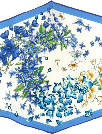 Ferragamo Silk Floral Foulard Scarf - Blue