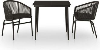 vidaXL Juego De Comedor Para Jard&iacute;n 3 Piezas Negro Vidaxl