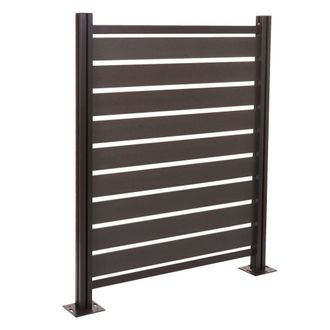 Hhg Hhg - Nunca Usado] Valla De Aluminio Para Cubo De Basura 946, Elemento B&aacute;sico Cubierta De Cubo De Basura, Aspecto Madera Extensible 130x110x6cm, Antra