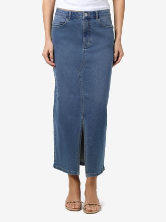 Noisy May Jeansrock NOISY MAY NMKATH NW SLIT MIDI SKIRT VI477MB NOOS, Damen, Gr. XL (42), blau (medium blau denim), Denim/Jeans, Obermaterial: 99% Baumwolle, 1%